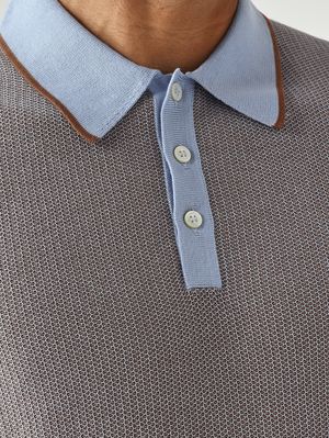 5. Polo uomo in cotone organico Cammello-Celeste
