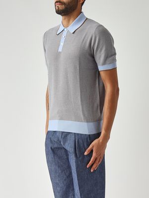 3. Polo uomo in cotone organico Cammello-Celeste