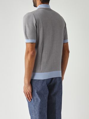 4. Polo uomo in cotone organico Cammello-Celeste