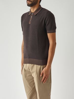 3. Polo homme en coton biologique Brun foncé-Bleu
