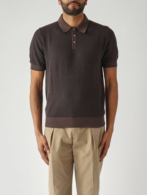 1. Polo homme en coton biologique Brun foncé-Bleu