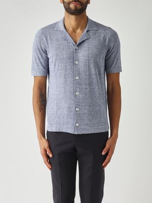 1. Men's cotton and linen tricot sweater Avio Melange