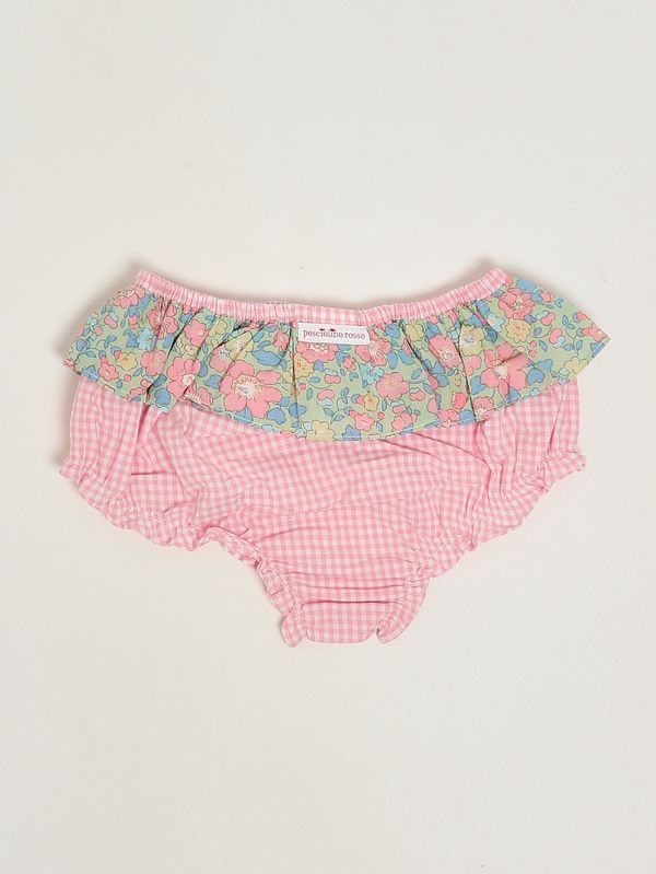 2. Couvre-couche en coton pour bébé fille Vichy rose Pesciolino Rosso n02-patch