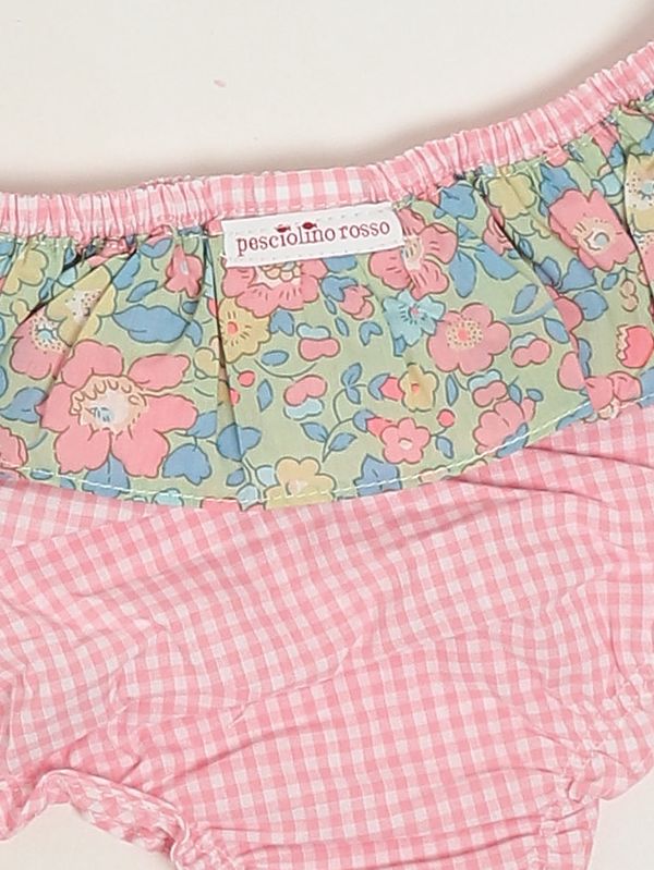 3. Couvre-couche en coton pour bébé fille Vichy rose Pesciolino Rosso n02-patch
