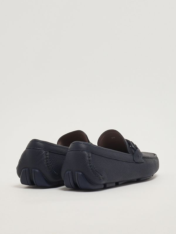 3. Men's Driver Front 4 loafers in grained leather Blue Marine Ferragamo 02b796732481
