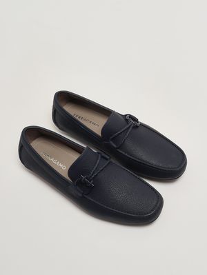 2. Men's Driver Front 4 loafers in grained leather Blue Marine