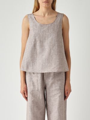 1. Top donna Caliga in lino e cotone Greige