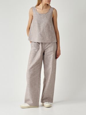 2. Top donna Caliga in lino e cotone Greige
