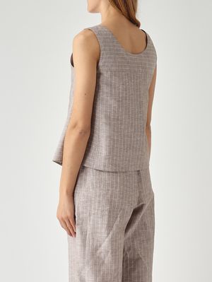 4. Top donna Caliga in lino e cotone Greige