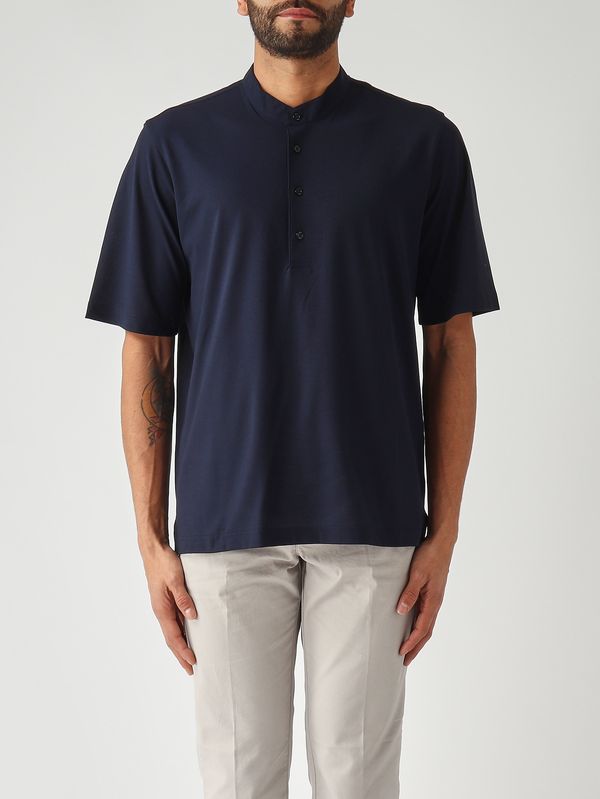Herren-T-Shirt aus Crêpe-Jersey-Voile Marine Herno