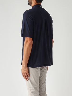 4. Camiseta de hombre de crepé de voile de punto. Azul marino