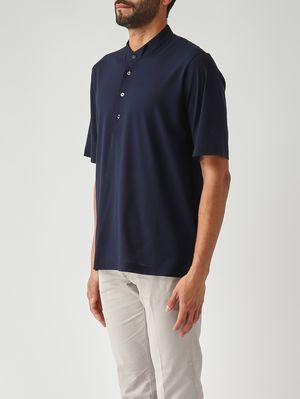 3. Camiseta de hombre de crepé de voile de punto. Azul marino