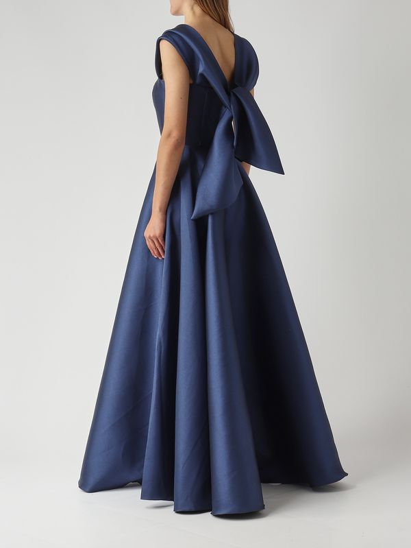 5. Abito donna in tessuto effetto mikado Navy Giada Curti gcr26a495