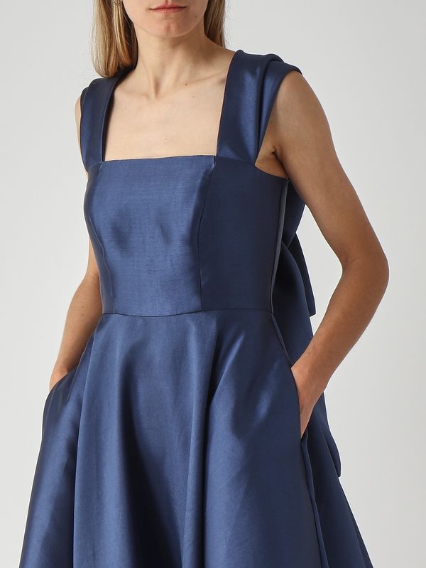 6. Abito donna in tessuto effetto mikado Navy Giada Curti gcr26a495