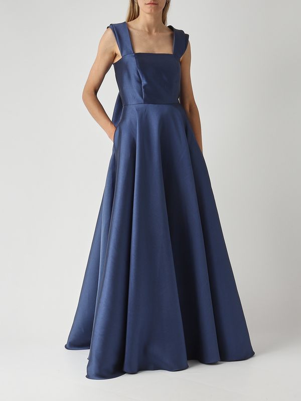 2. Abito donna in tessuto effetto mikado Navy Giada Curti gcr26a495