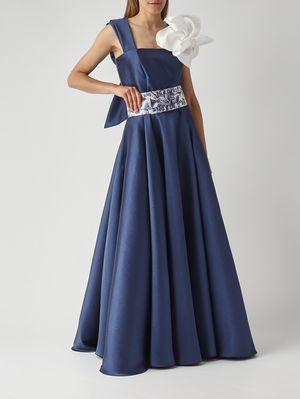 3. Abito donna in tessuto effetto mikado Navy