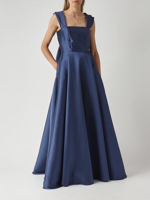2. Abito donna in tessuto effetto mikado Navy