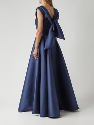 5. Abito donna in tessuto effetto mikado Navy
