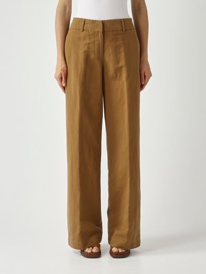 1. Pantalón de mujer de lino y algodón Tabaco