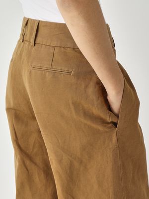 5. Pantalón de mujer de lino y algodón Tabaco