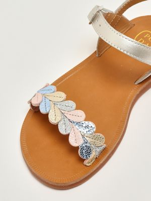 5. Sandalo bambina in pelle Platino-Multicolor
