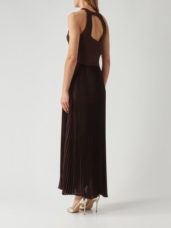 Twinset Women's pleated georgette dress - Coffee | Caposerio.com Twinset Women's pleated georgette dress - Coffee | Caposerio.com