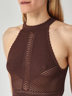 5. Abito donna in georgette plissé Caffè