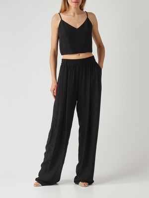 2. Pantalone donna Bedonia in jacquard di viscosa Nero