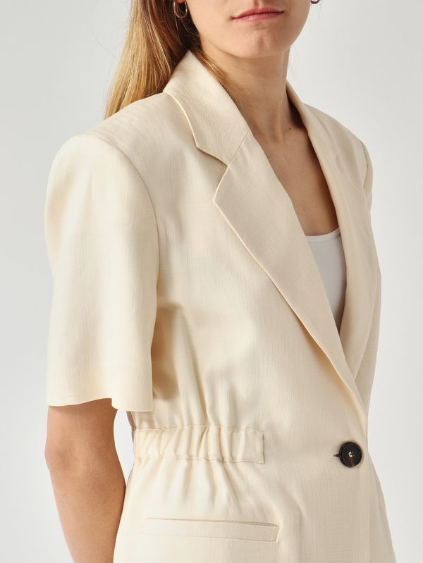 5. Blazer de mujer Assago en tejido frisotté de mezcla de viscosa elástica. Mantequilla Pinko 106912a2w6