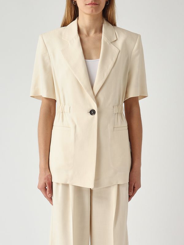 1. Blazer de mujer Assago en tejido frisotté de mezcla de viscosa elástica. Mantequilla Pinko 106912a2w6