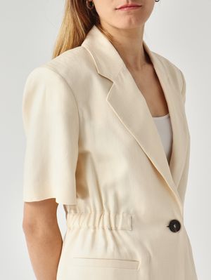 5. Blazer de mujer Assago en tejido frisotté de mezcla de viscosa elástica. Mantequilla