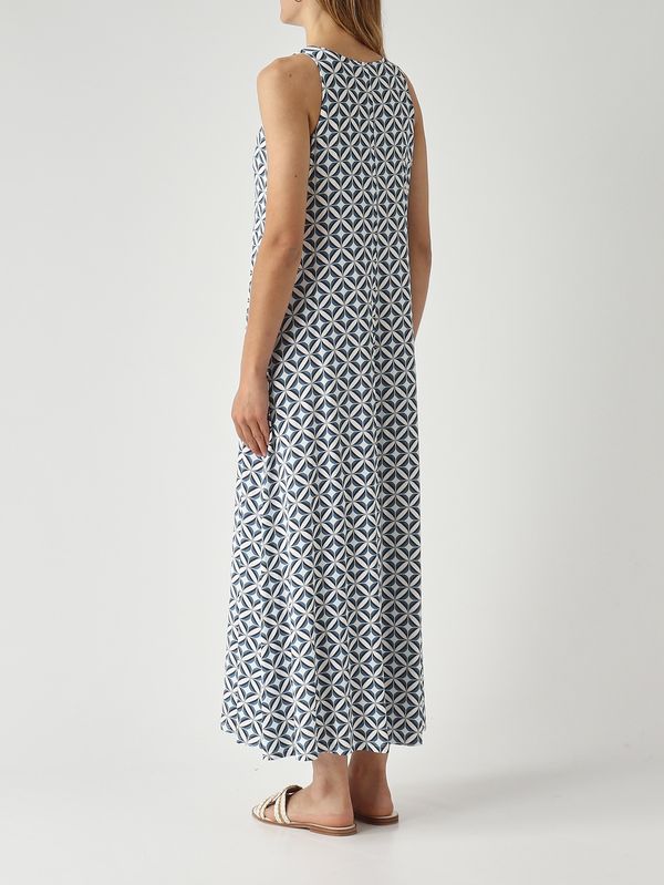 4. Damenkleid Paste aus Stretch-Viskose Weiß-Hellblau Max Mara Beachwear 2616621069600