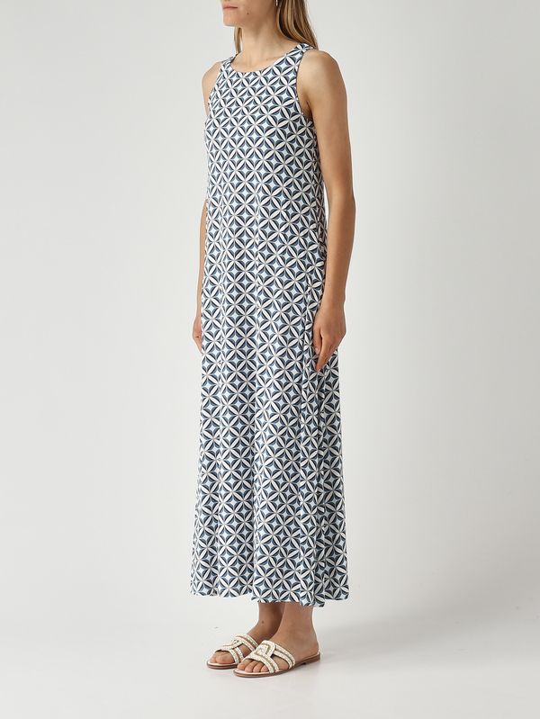 3. Damenkleid Paste aus Stretch-Viskose Weiß-Hellblau Max Mara Beachwear 2616621069600