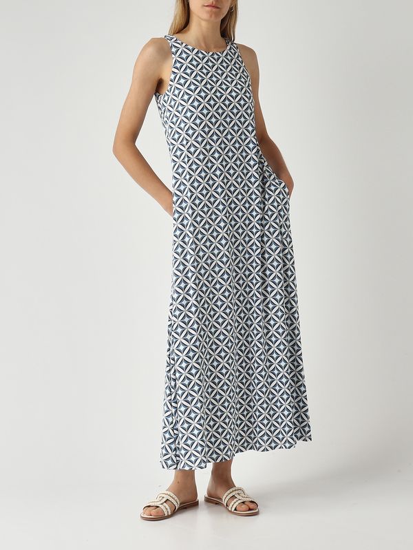 2. Damenkleid Paste aus Stretch-Viskose Weiß-Hellblau Max Mara Beachwear 2616621069600