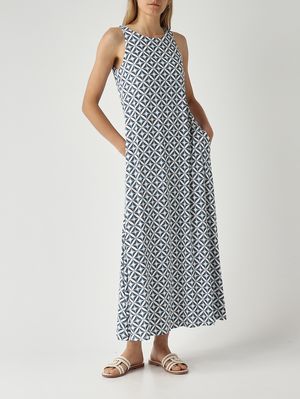 2. Damenkleid Paste aus Stretch-Viskose Weiß-Hellblau