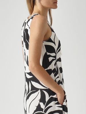 5. Vestido de mujer Paste de viscosa elástica Blanco y negro