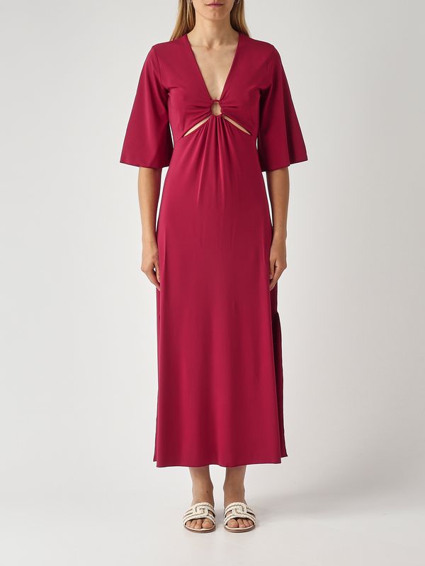 Gestreiftes Damenkleid aus Stretch-Viskose Karminrot Max Mara Beachwear