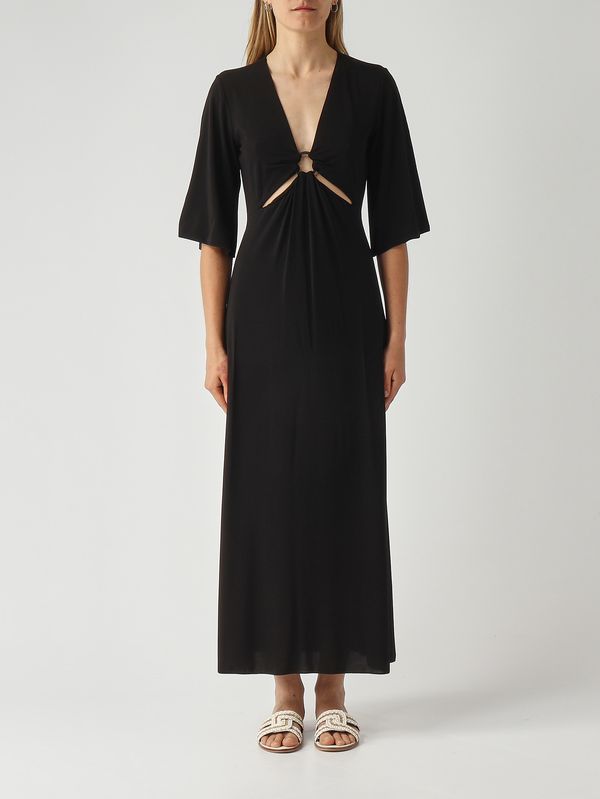Gestreiftes Damenkleid aus Stretch-Viskose Schwarz Max Mara Beachwear