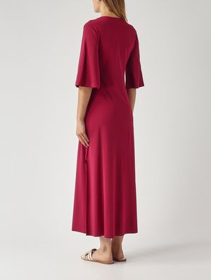 4. Women's striped dress in stretch viscose Carmine