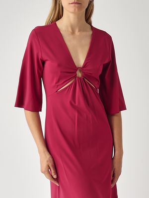 5. Women's striped dress in stretch viscose Carmine