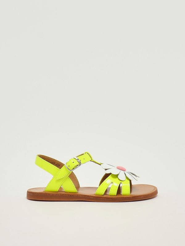 Mädchen-Sandalen aus Leder Limette Pom D'api