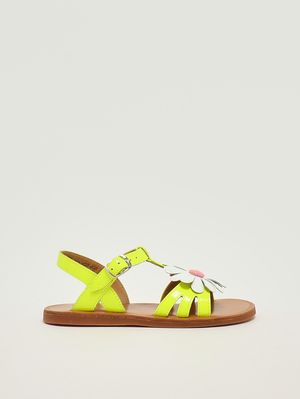 1. Mädchen-Sandalen aus Leder Limette