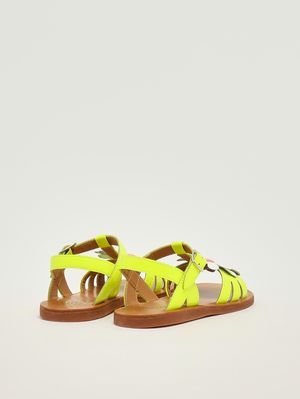 3. Mädchen-Sandalen aus Leder Limette