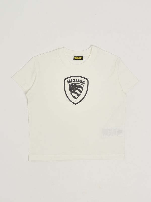 1. Kinder-T-Shirt aus Stretch-Baumwolle Weiß Blauer 26sblk02522007558