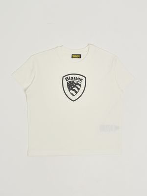 1. Kinder-T-Shirt aus Stretch-Baumwolle Weiß
