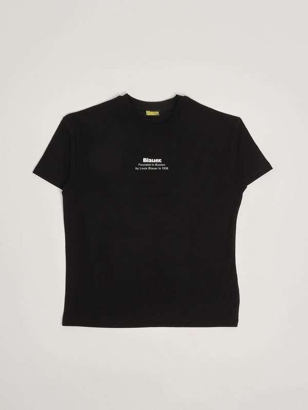 Camiseta de niño de algodón elástico Negro Blauer
