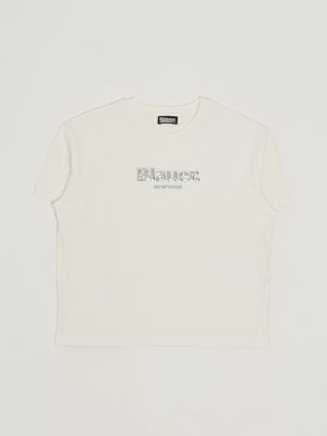 1. Camiseta de niña de algodón elástico. Blanco