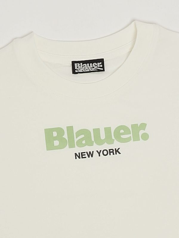 3. Girls' stretch cotton T-shirt White-Green Blauer 26sblgh02502007558