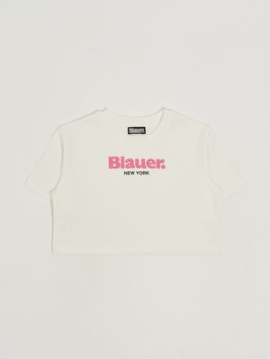 1. Camiseta de niña de algodón elástico. Blanco-Rosa