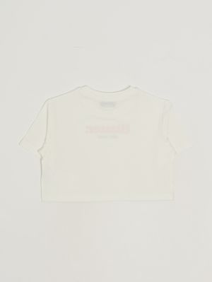2. Camiseta de niña de algodón elástico. Blanco-Rosa